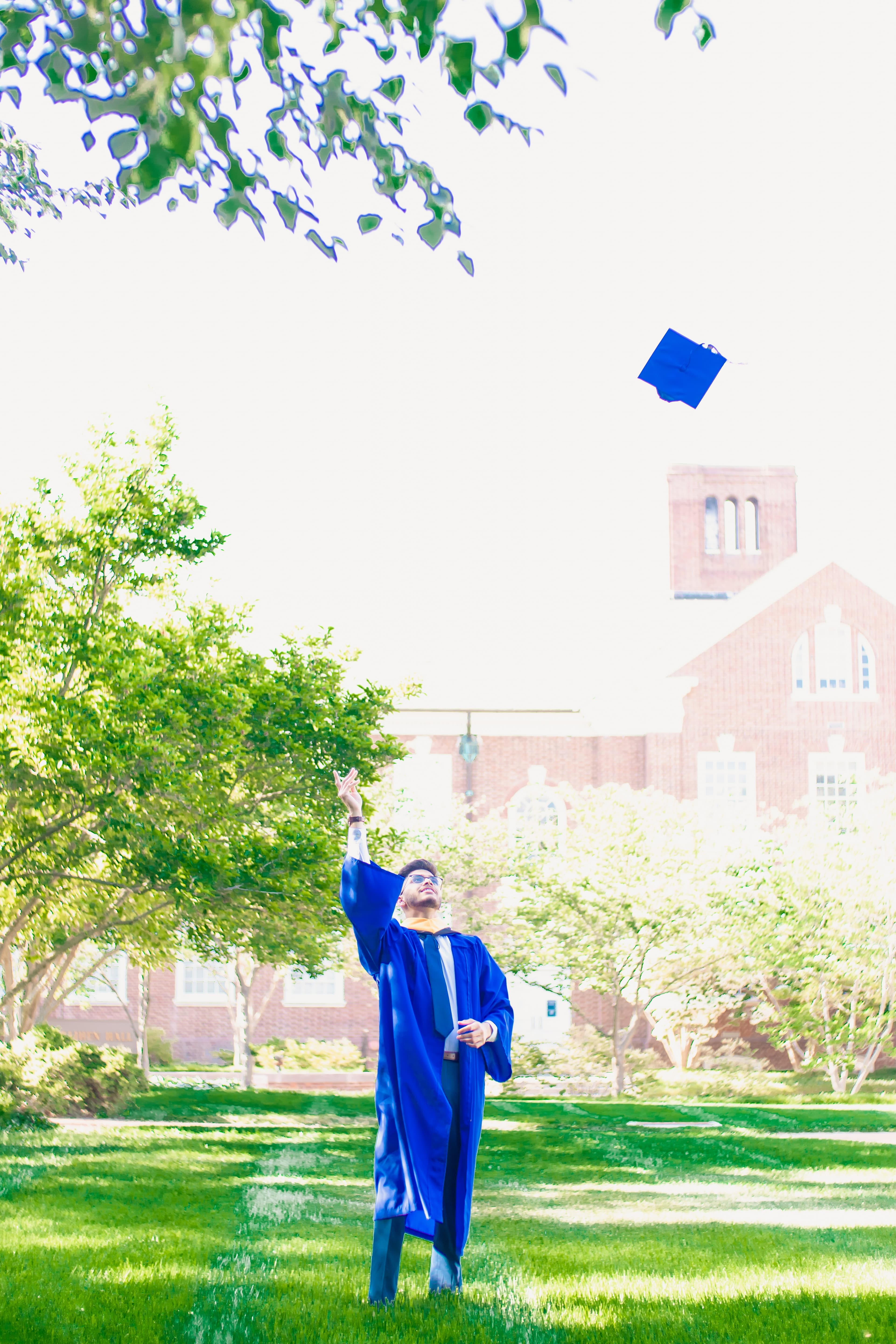 Cap toss at graduation
