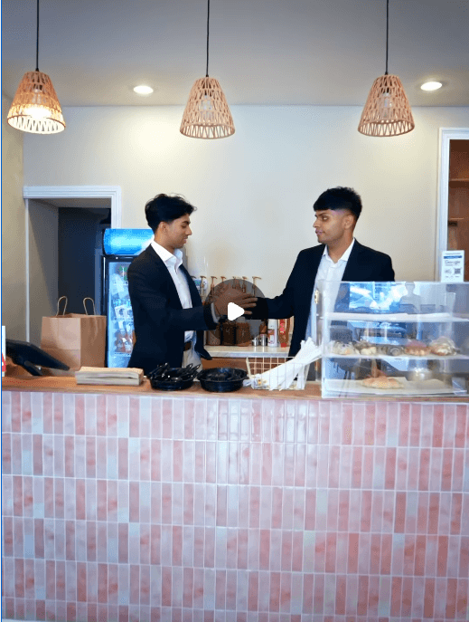 The Savalia sons behind the counter